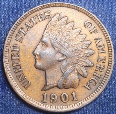 1901 Indian Head Penny AU #01347