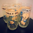 Porky Pig glasses / Arby's collectible / 1966 / set of 4