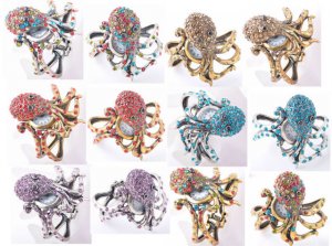 1PCS CRYSTAL CUFF OCTOPUS ANIMAL RHINESTONE CHARM BRACELET BANGLE JEWELRY