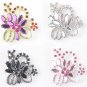 FASHION CHARM JEWELRY NOBLEST FLOWER CZ CRYSTAL BROOCH PIN SILVER GOLD PLATED