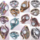 1PCS EXQUISITE RHINESTONE CRYSTAL ANIMALS SNAKE CUFF BRACELET WATCH JEWELRY
