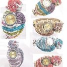 1PCS RHINESTONE CRYSTAL CAT ANIMAL EXQUISITE CUFF BRACELET BANGLE WATCH JEWELRY