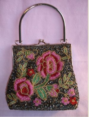 Vintage Rose Beaded Clutch--Was 60.85 USD