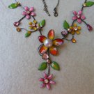 Vintage Inspired  Floral Enamel Necklace