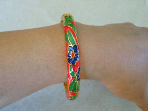 Vintage Inspired Floral Enameled Bangle