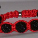Black Onyx/w Red Rope Cristal Ball Shamballa Bracelet