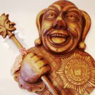 Kitschy & Unique large German Carved JESTER  - Rose Monday Carnival 1969