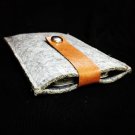 Grey Wool Felt and Light Brown Leather iPhone Sleeve