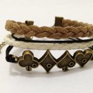 Poker Card Bracelet--Antique Bronze Charm Bracelet, Wax Cords