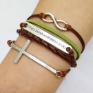 Infinity, Love & Cross Bracelet--Antique Silver Charm Bracelets
