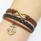 Infinity Bracelet, Anchor Bracelet--Antique Bronze Charm Bracelets