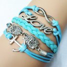 Infinity, Love, Owls & Anchor Bracelet, Blue Ropes, Braided Bracelet