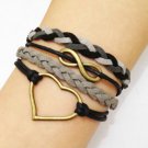 Infinity & Heart Bracelet--Antique Bronze Bracelet--Black and White