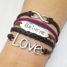Infinity, Believe & Love Bracelet, Antique Silver Charm Bracelets