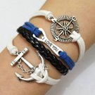 Bottle Opener, Compass & Anchor Bracelet, Antique Silver Bracelet