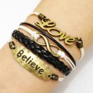 Love, Infinity & Believe Bracelet--Antique Bronze Bracelet