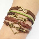 Infinity, Love & Arrow Bracelet--Antique Bronze Charm Bracelets