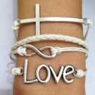 Love, Peace & Anchor Bracelet--Antique Bronze Bracelet--Wax Cords