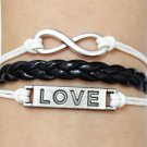 Infinity Bracelet, Love Bracelet, Antique Silver Bracelet, Wax Cords