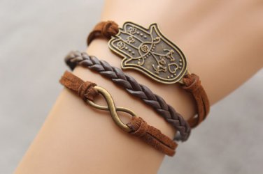 HAMSA bracelet karma bracelet &infinity bracelet antique bronze pendant