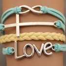 Love karma Cross bracelet &infinity bracelet antique silver pendant