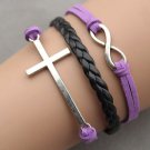 cross bracelet karma bracelet &infinity bracelet antique silver pendant