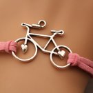 Bike bracelet &love bracelet,antique silver pendant,pink rope bracelet