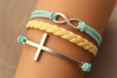 Cross bracelet karma bracelet &infinity bracelet anique silver pendant