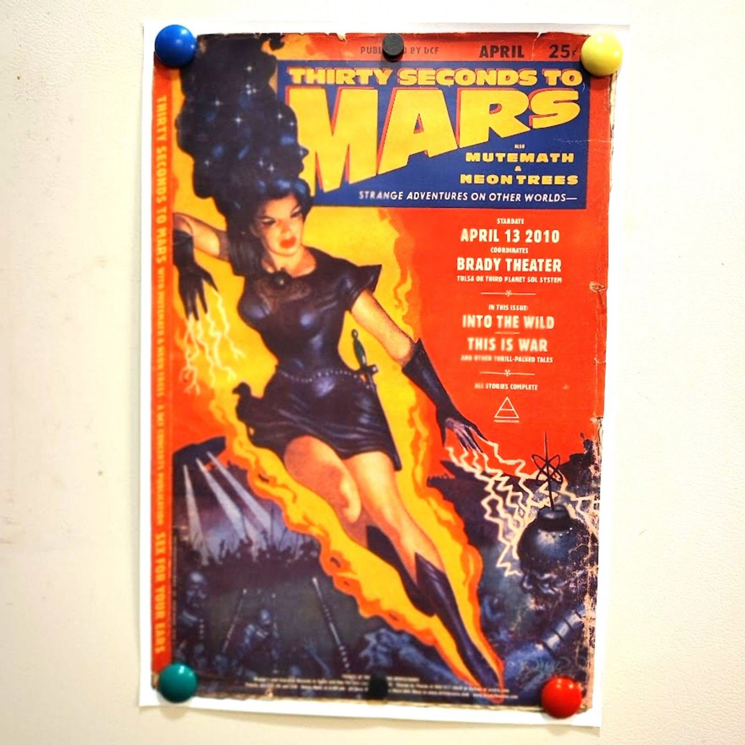 Thirty Seconds to Mars Concert Poster Brady Theater 2010 Artist Signed Tulsa OK