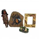 4 Piece Native American Indian Decor Lot Maiden Horse Papoose Frame Water Globe