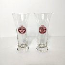 Set of 2 Vintage Tuborg Beer Pilsner Glasses Red Crown and Logo