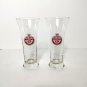 Set of 2 Vintage Tuborg Beer Pilsner Glasses Red Crown and Logo