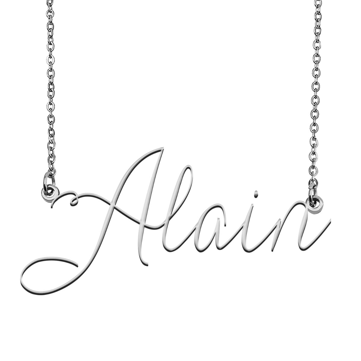 Alain Name Necklace Custom Personalized Name Plate Jewelry for Birthday Christmas Gift