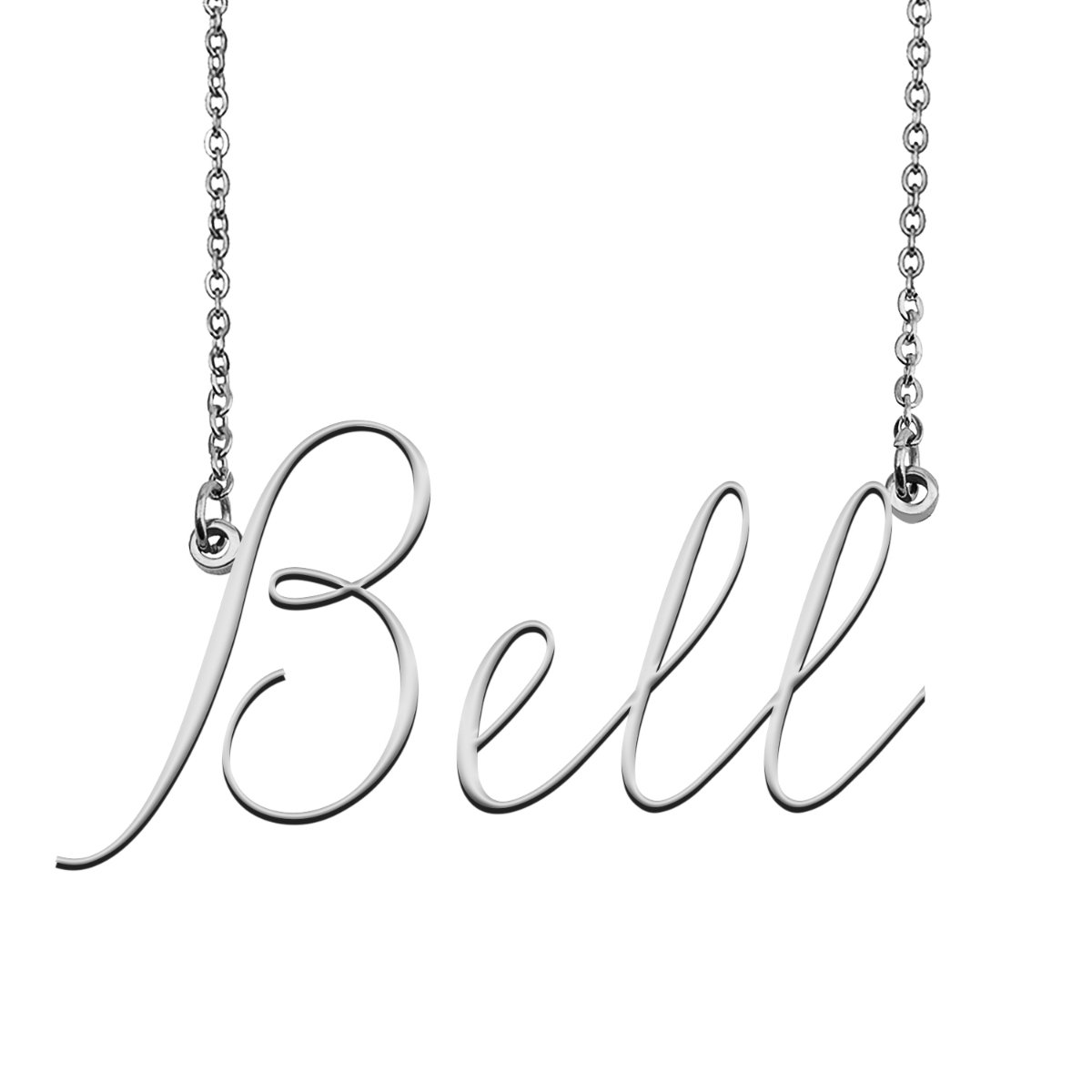 Bell Name Necklace Custom Personalized Name Plate Jewelry for Birthday