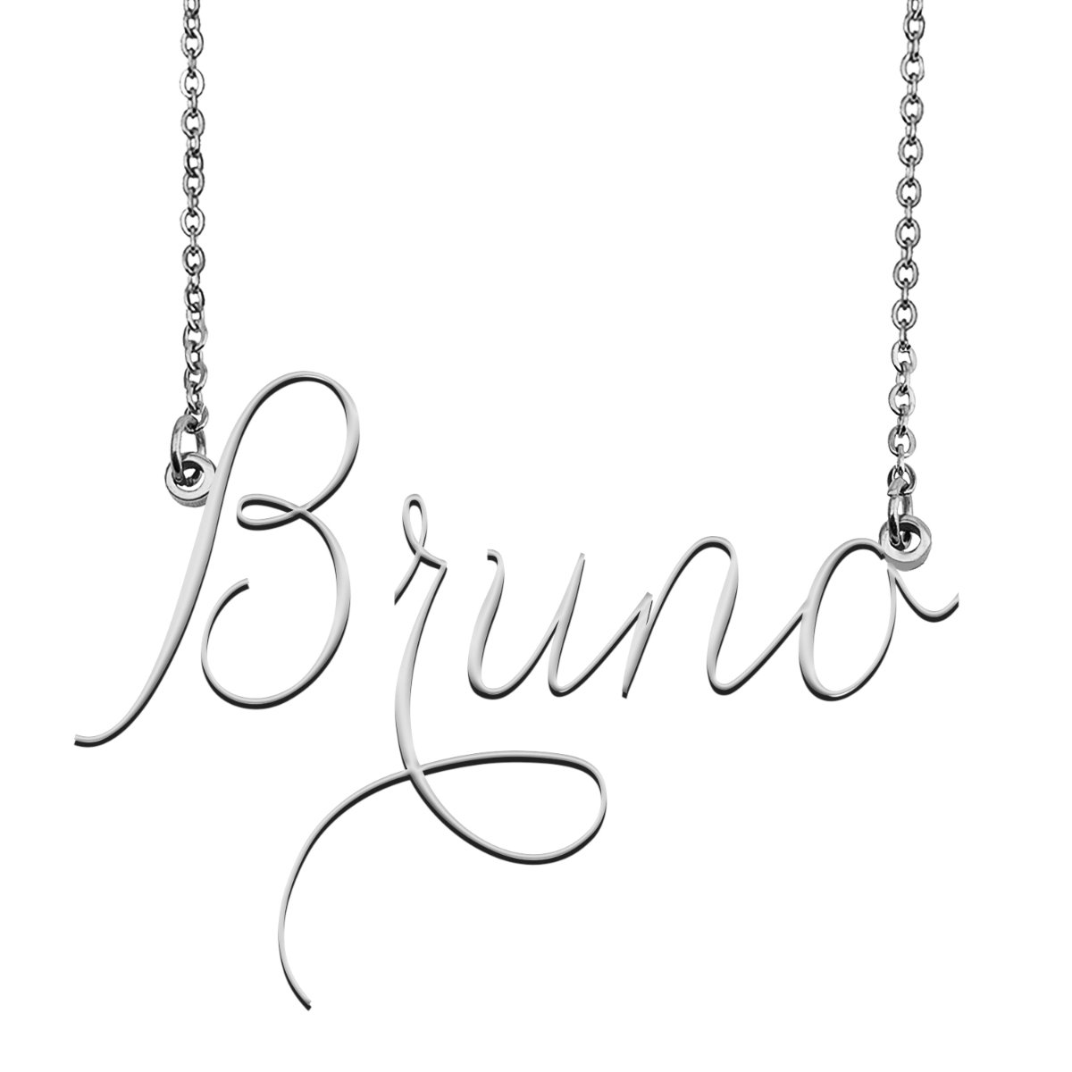 Bruno Name Necklace Custom Personalized Name Plate Jewelry for Birthday