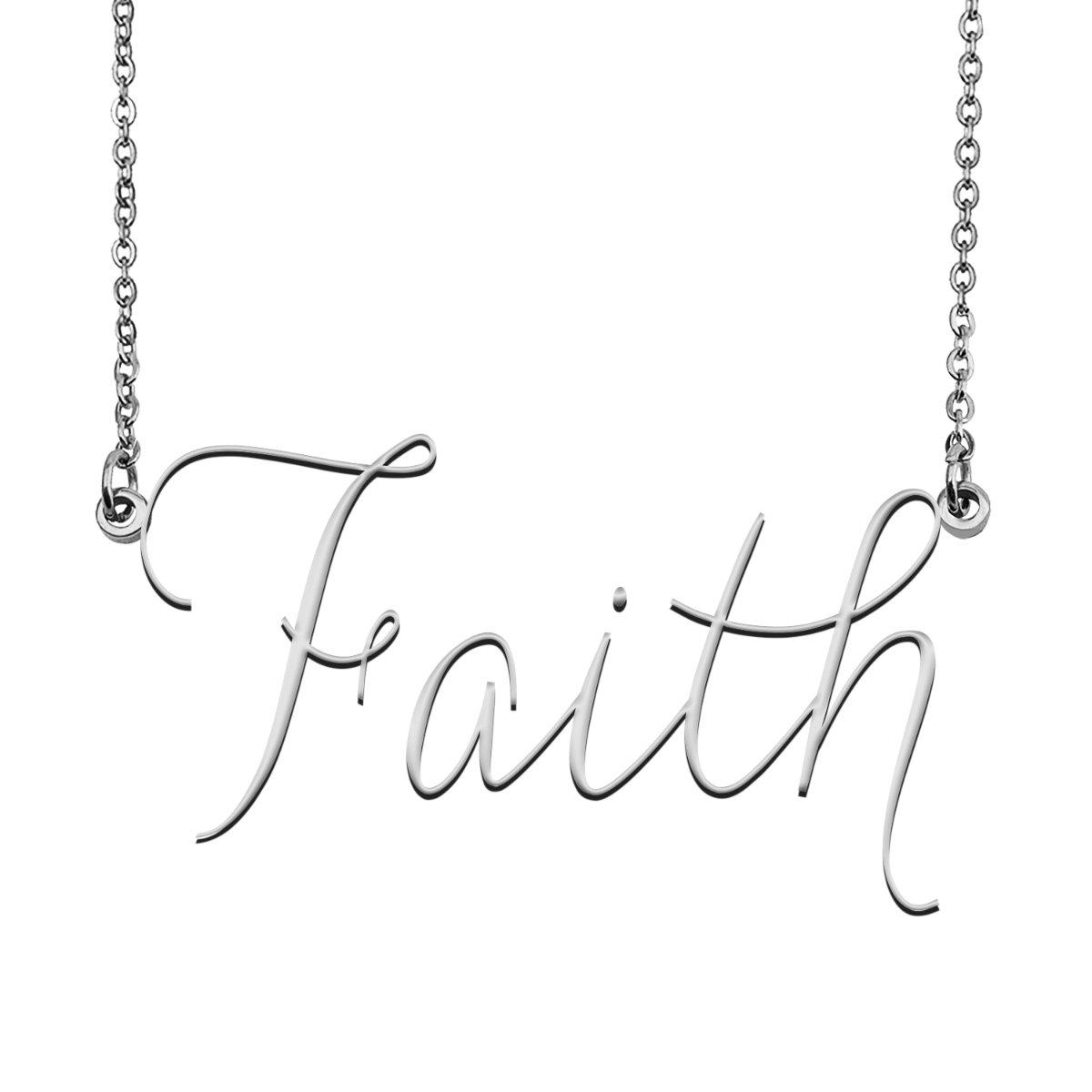 Faith Name Necklace Custom Personalized Name Plate Jewelry for Birthday