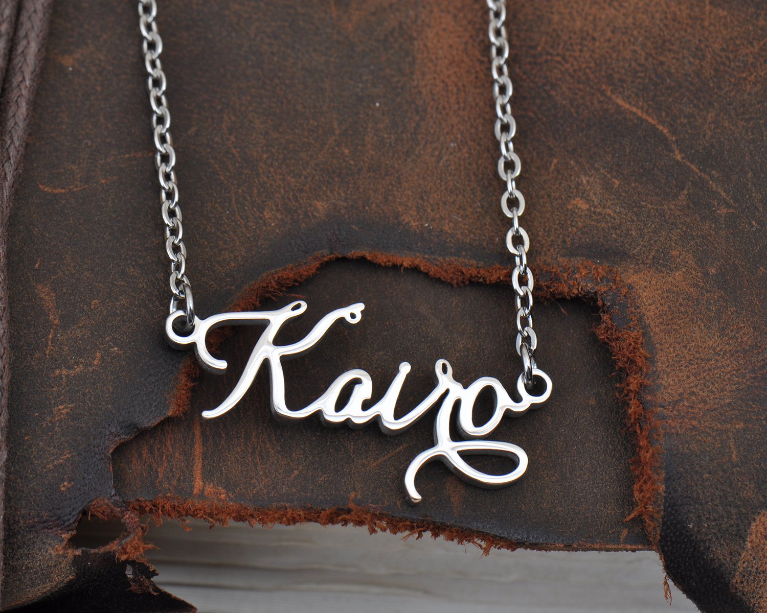 Indiana Name Necklace Custom Personalized Name Plate Jewelry for