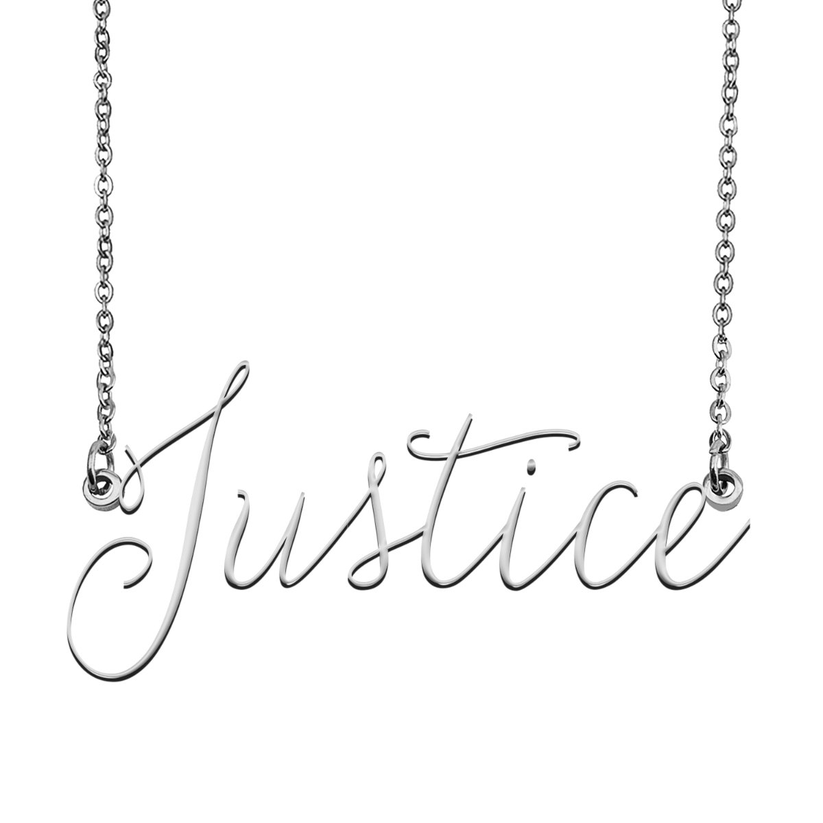 Justice Name Necklace Custom Personalized Name Plate Jewelry for