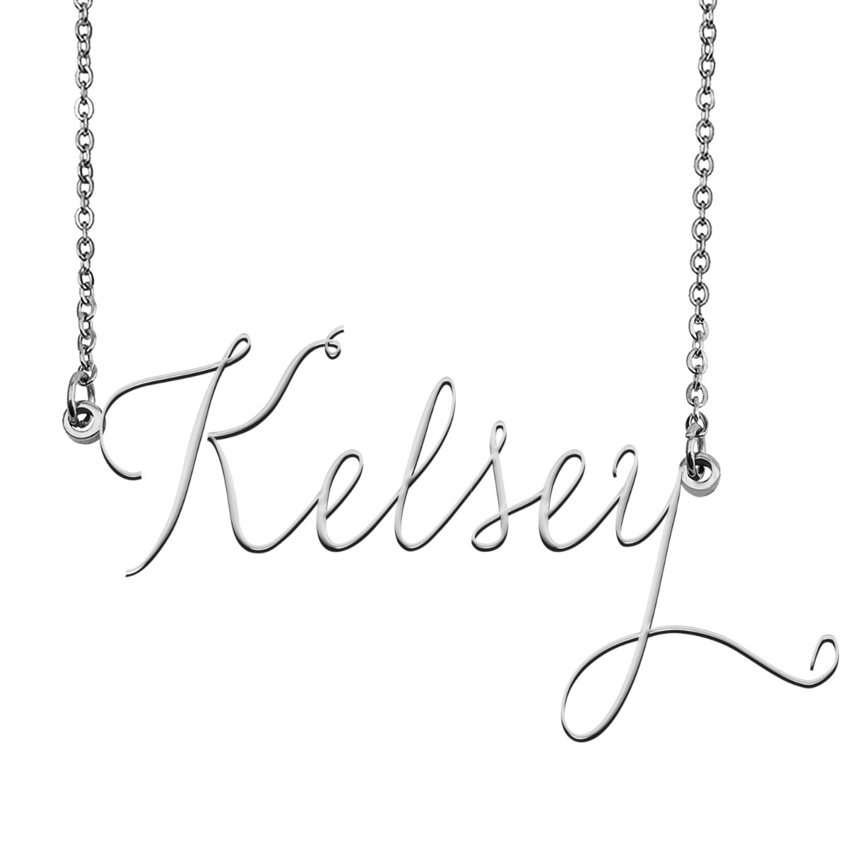 Kelsey Name Necklace Custom Personalized Name Plate Jewelry for