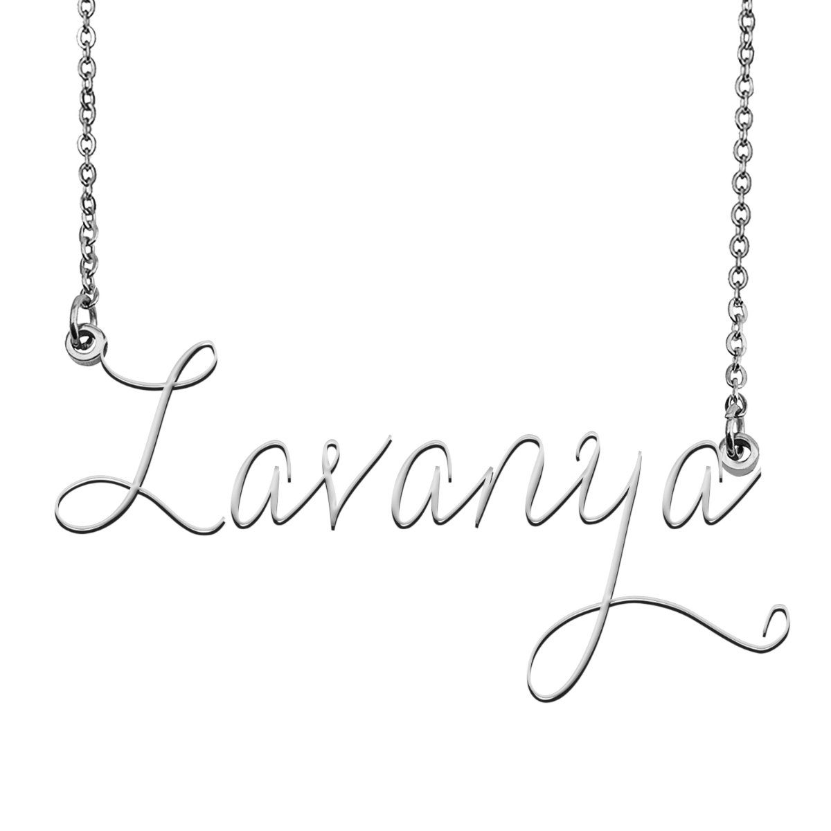 Lavanya Name Necklace Custom Personalized Name Plate Jewelry for Birthday Christmas Gift