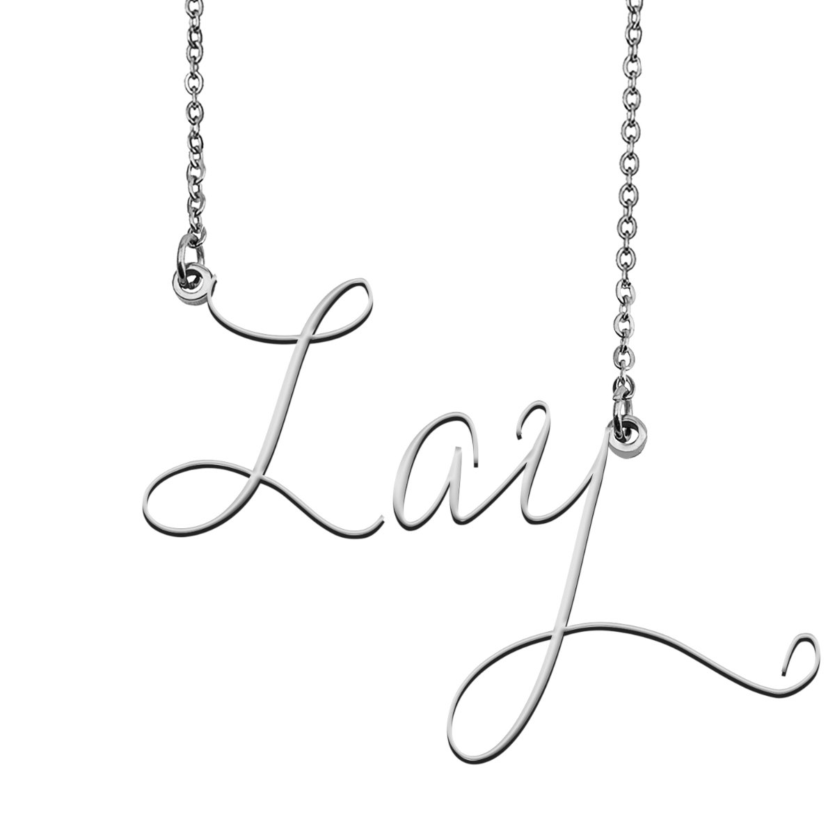 Lay Name Necklace Custom Personalized Name Plate Jewelry for Birthday ...