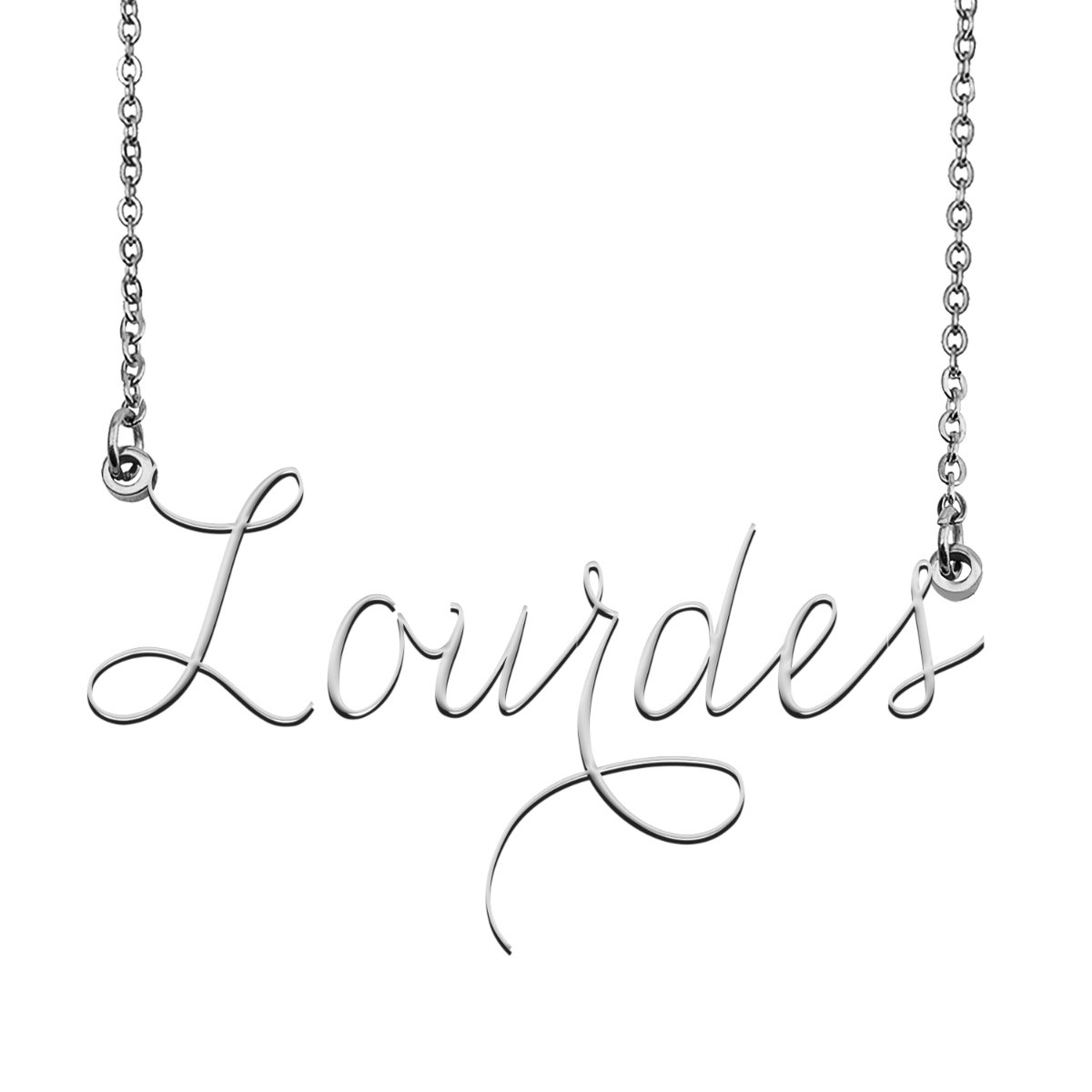 Lourdes Name Necklace Custom Personalized Name Plate Jewelry for