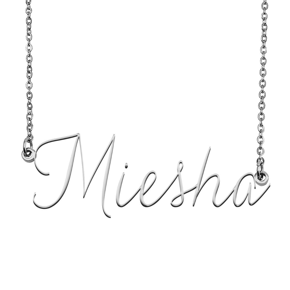 Miesha Name Necklace Custom Personalized Name Plate Jewelry For Birthday Christmas Gift