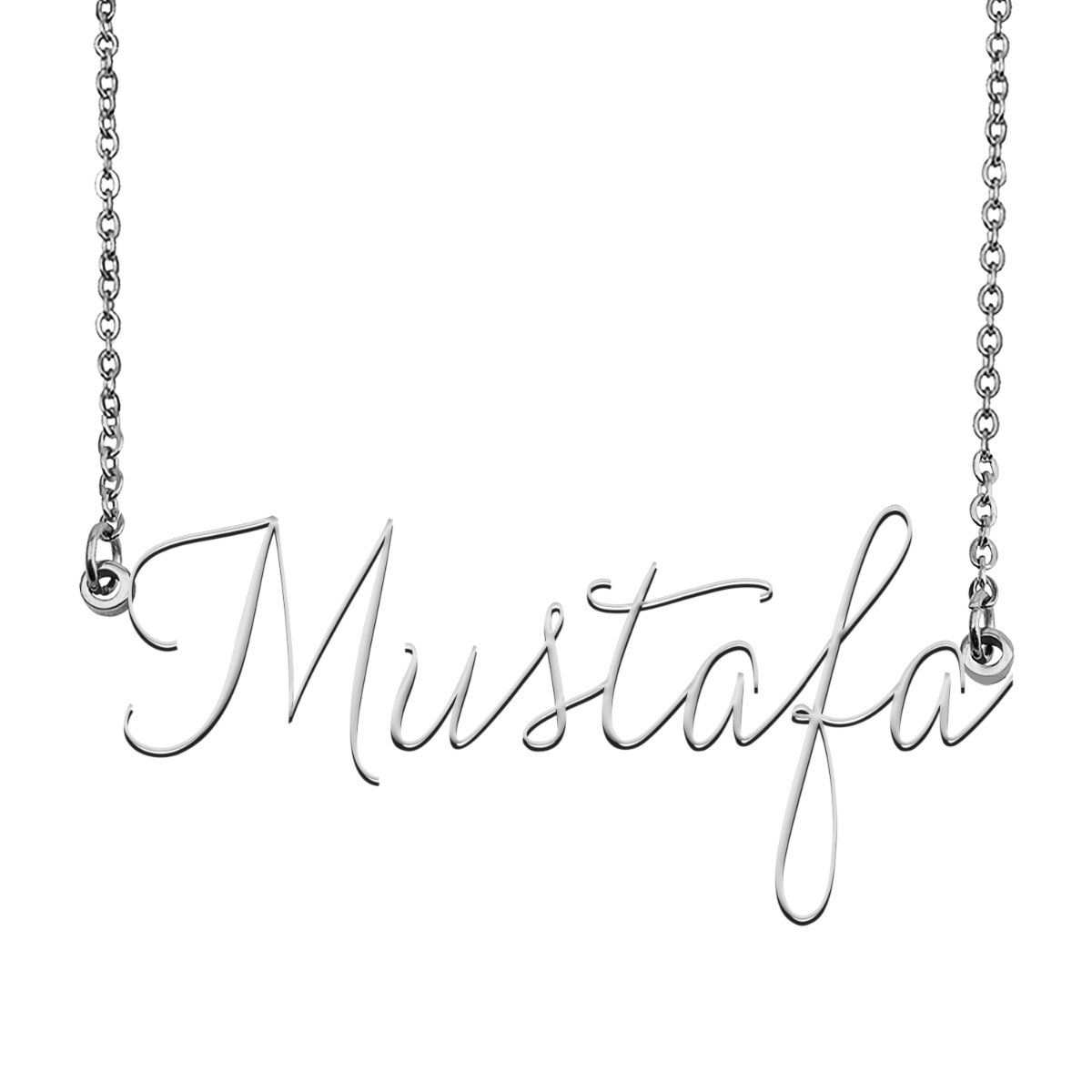 Mustafa Name Necklace Custom Personalized Name Plate Jewelry for ...