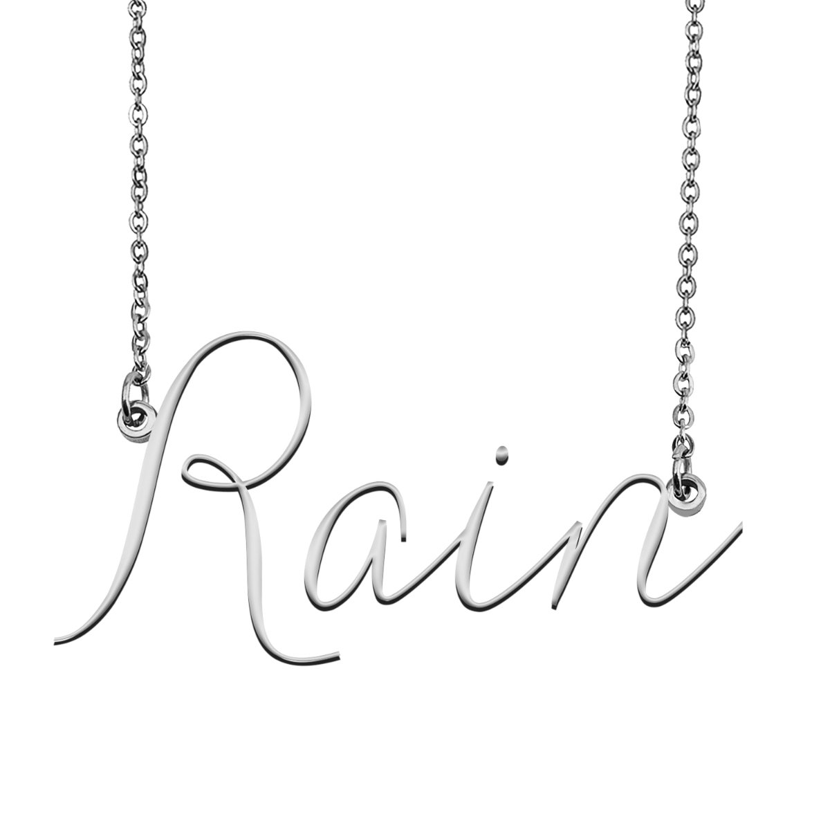 Rain Name Necklace Custom Personalized Name Plate Jewelry for Birthday