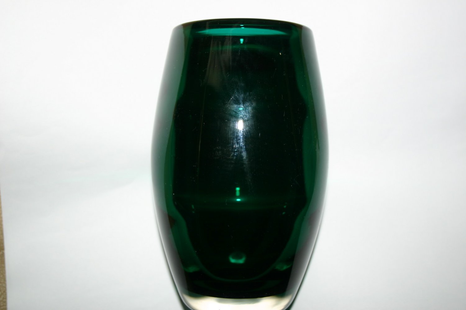 Vintage Art Glass Blue Green Stylish Heavy Vase 7881