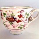 STAFFORDSHIRE LUSTRE Porcelain Floral Ornate Cup Oval Ring 1830 RARE ANTIQUE VG+