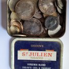 TIN OF OLD COINS ASSORTED BRITISH USA WORLD ROMAN Eclectic Collection VG+