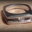 VINTAGE SLIDING PRINCESS CUT DIAMOND 14K MODERNIST RING~UNIQUE RARE ~SLASHED 50%