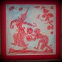 VINTAGE ORIGINAL THAILAND TEMPLE STONE RUBBING RED INK #12